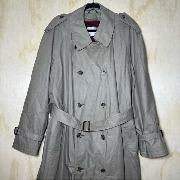 Stafford Executive Tan Trench Coat/Jacket with inner burgundy. Men’s size 42 Reg - Picture 8 of 16